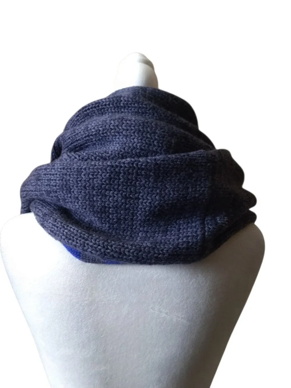 Lululemon Blissed Out Merino Wool Circle Scarf Black Grape Pigment Blue Stripe